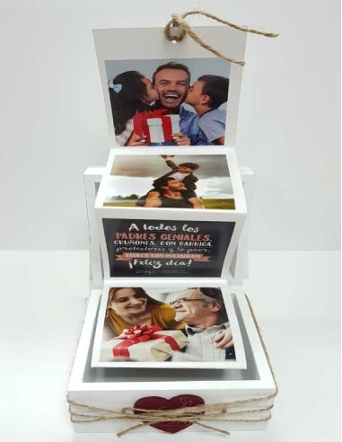 Sociología Tremendo caja Caja de Madera con Foto Acordeón para Papá