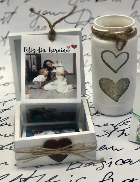 Caja de Madera con Foto Acordeón para Mamá